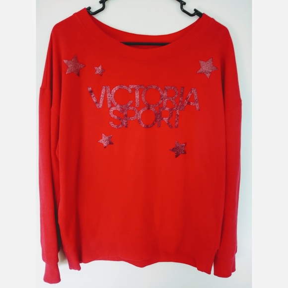 Victoria's Secret Tops - Victoria's Secret Sport Star Red Sweatshirt